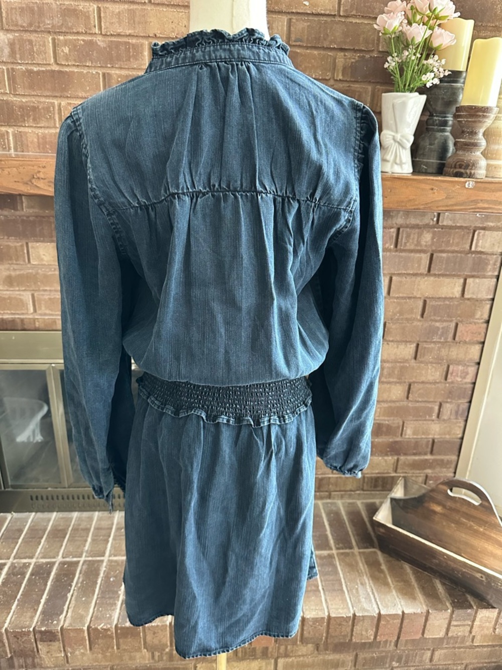 NWT Rails Shawna Dark Vintage Denim Smocked Mini Dress Small S - Picture 6 of 9